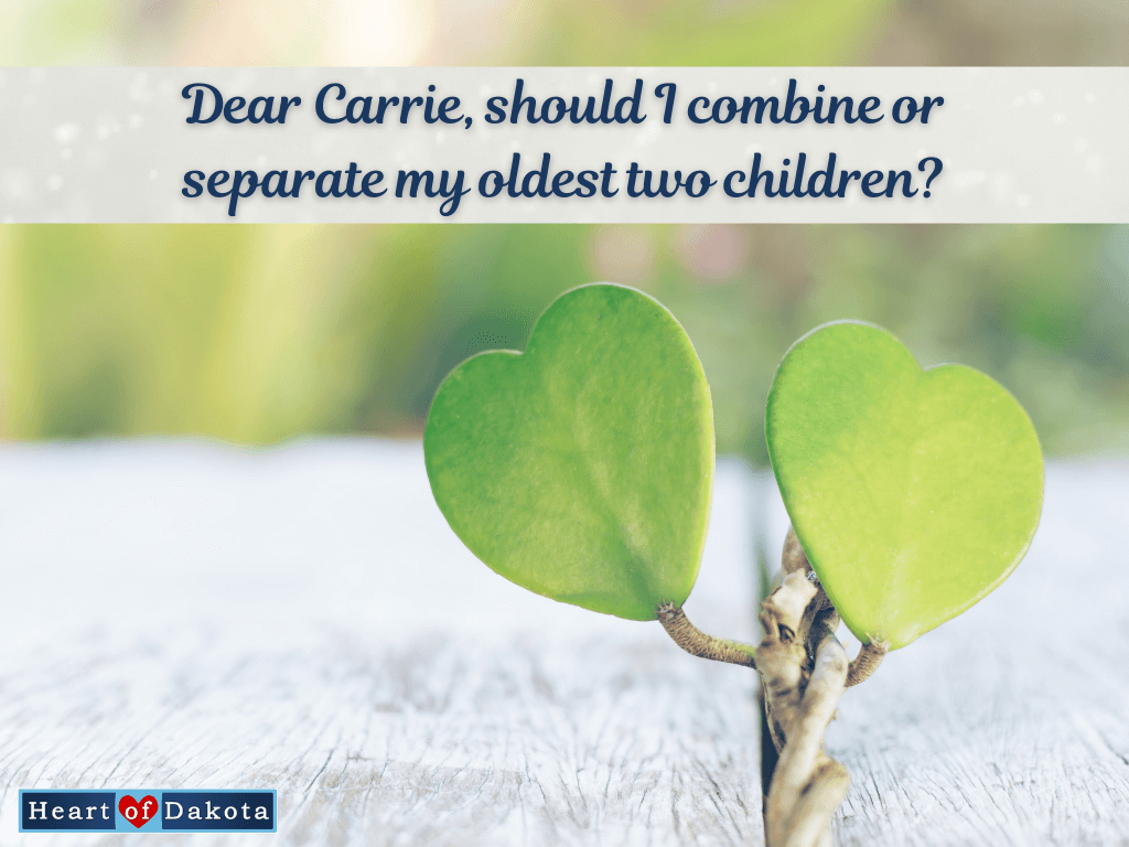Heart of Dakota - Dear Carrie - Should I consider or separate my oldest two children?
